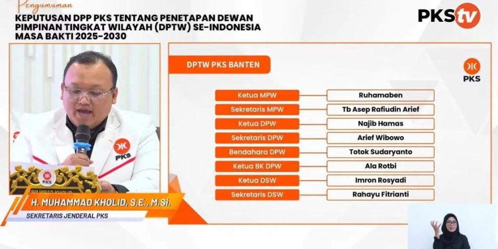 PKS tunjuk Najib Hamas Jadi Ketua PKS Banten dan Arief Wibowo Sebagai Sekretaris PKS Banten-min
