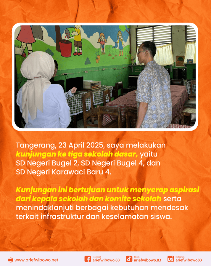 Meubeler Baru untuk SD Negeri di Bugel dan Karawaci Baru Hasil Advokasi Arief Wibowo 1 - Arief Wibowo DPRD Kota Tangerang