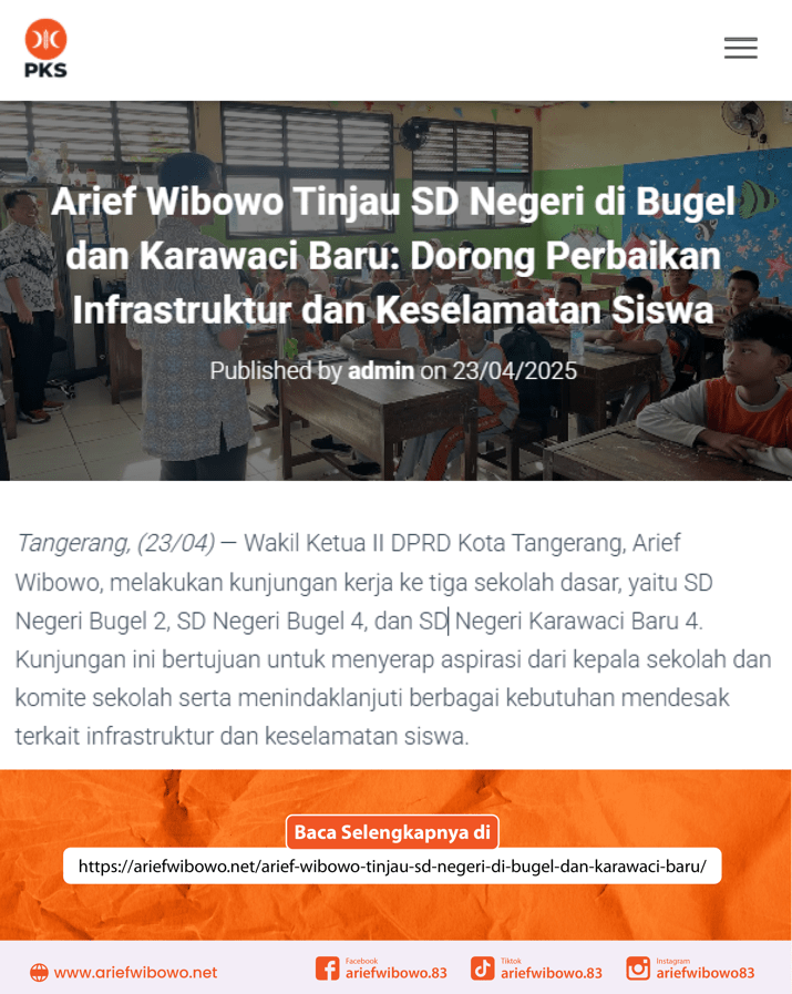 Meubeler Baru untuk SD Negeri di Bugel dan Karawaci Baru Hasil Advokasi Arief Wibowo 1 - Arief Wibowo DPRD Kota Tangerang