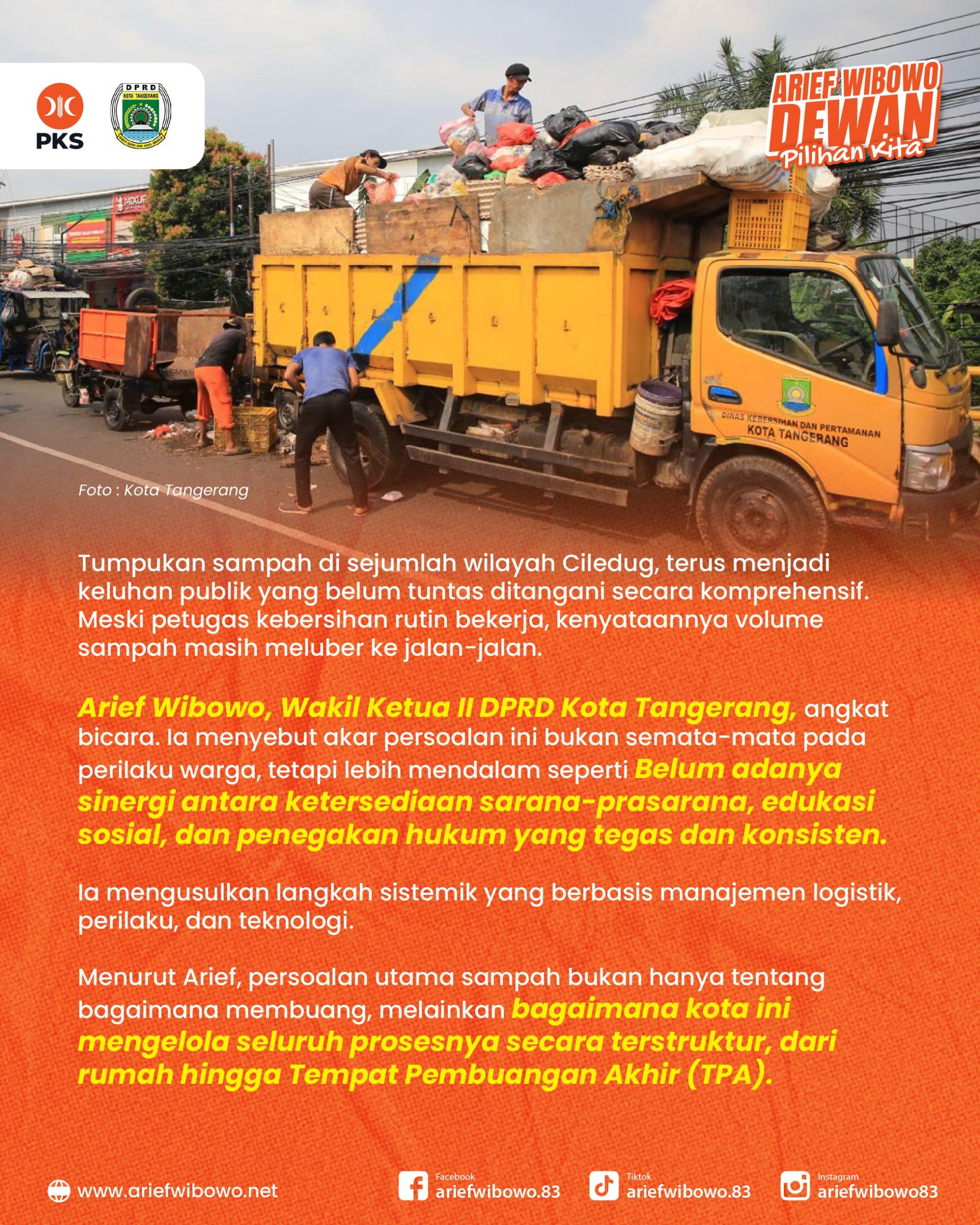 Sampah Mengantri Ditengah Jalan Ciledug, Gimana Solusinya Begini Kata Arief Wibowo - DPRD Kota Tangerang Ariefff Wibowo