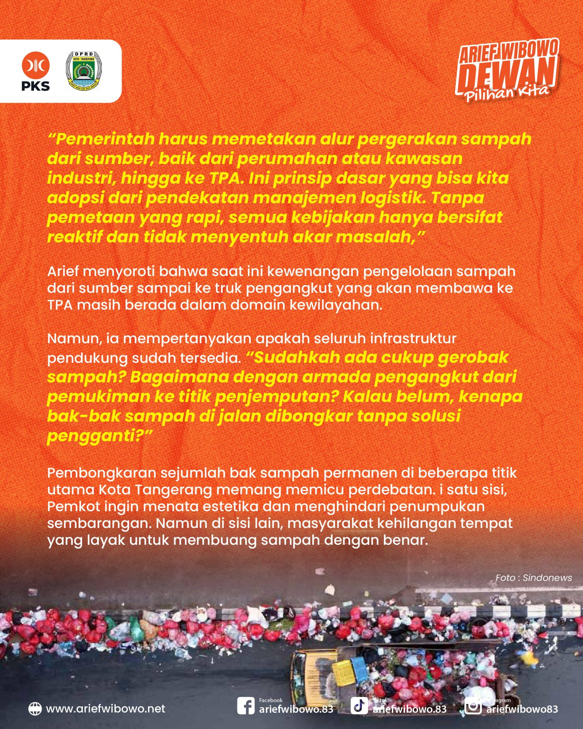 Sampah Mengantri Ditengah Jalan Ciledug, Gimana Solusinya Begini Kata Arief Wibowo - DPRD Kota Tangerang Ariefff Wibowo